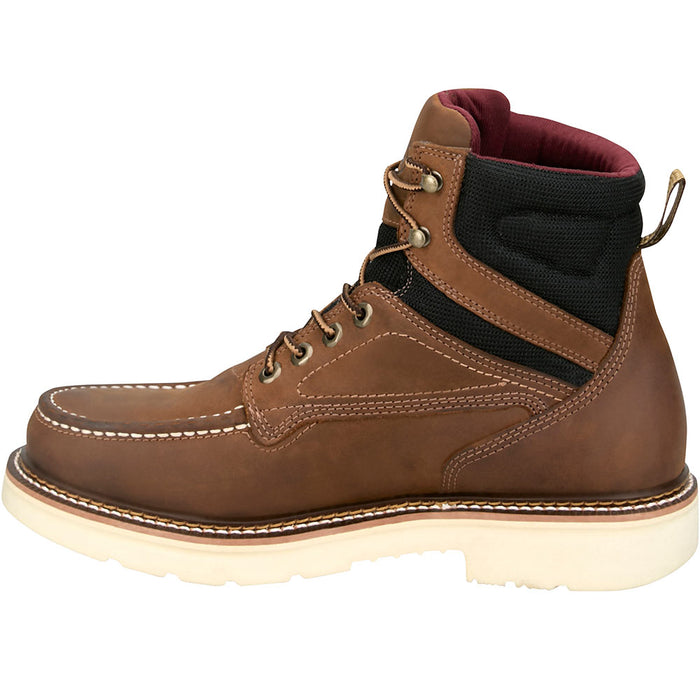 Justin Boot Company Men's Bristol 6In H20 Brown Soft Round Toe Lace Up Work Boot