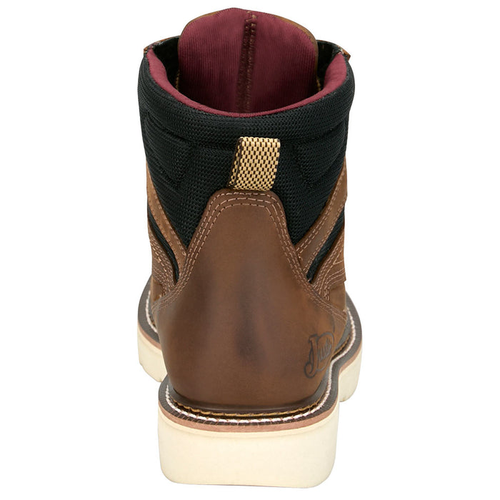 Justin Boot Company Men's Bristol 6In H20 Brown Soft Round Toe Lace Up Work Boot