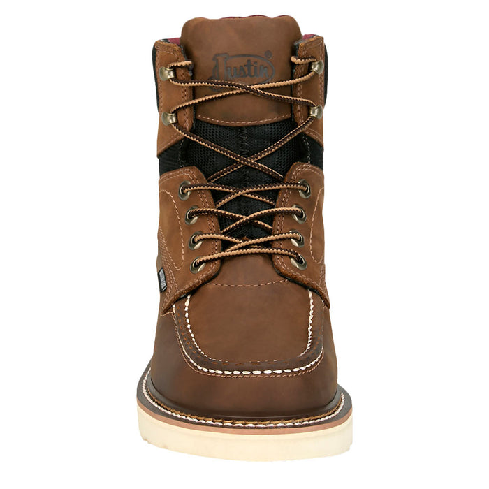 Justin Boot Company Men's Bristol 6In H20 Brown Soft Round Toe Lace Up Work Boot