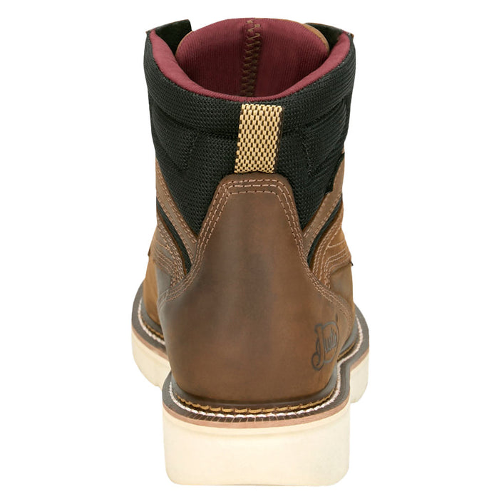 Justin Boot Company Men's Bristol 6in Waterproof Brown Steel Round Toe Lace Up Work Boot