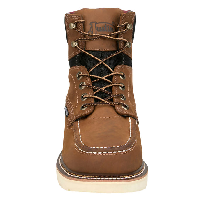 Justin Boot Company Men's Bristol 6in Waterproof Brown Steel Round Toe Lace Up Work Boot