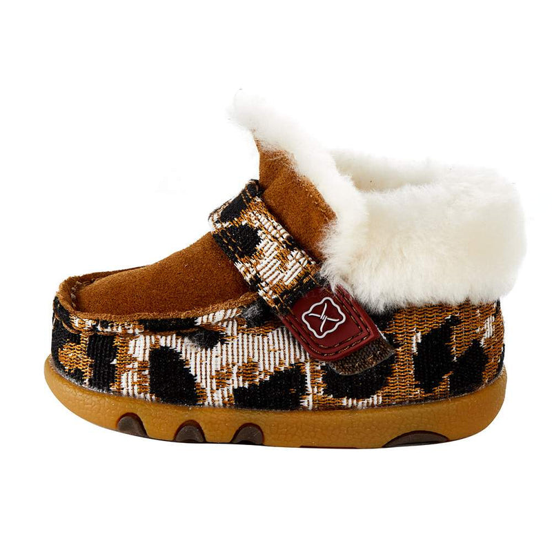 Twisted X Infant Leopard Print Sherpa Lined Driving Moc