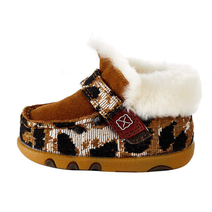 Twisted X Infant Leopard Print Sherpa Lined Driving Moc