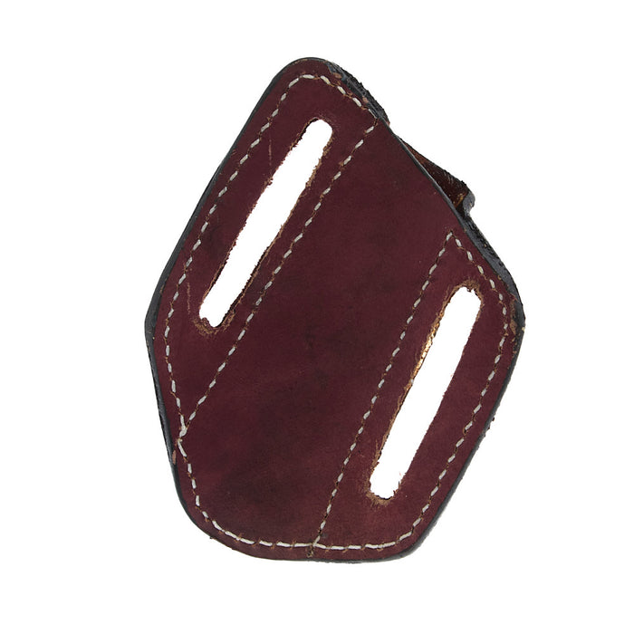 Western Fashion Circle SH Cutlery Trapper Knife Sheath Medium Brown Basket Stamp