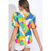 Flying Tomato Women's Green and Blue Print Top