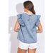 Flying Tomato Women's Blue Acid Ruffle Top