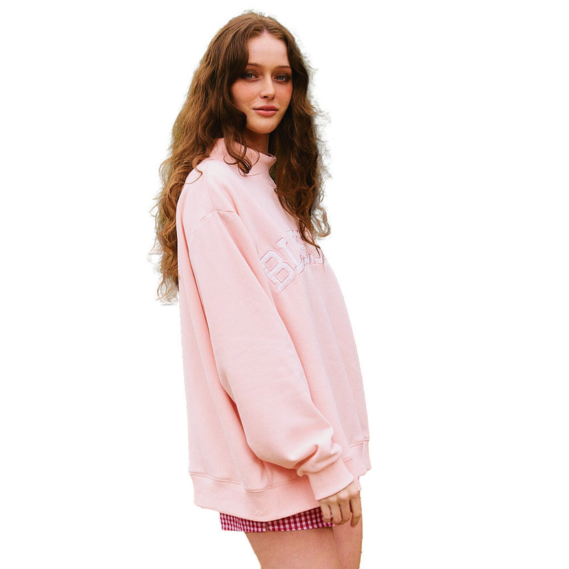 Bucketlist Women's Baby Pink Blessed Embroidered Sweatshirt