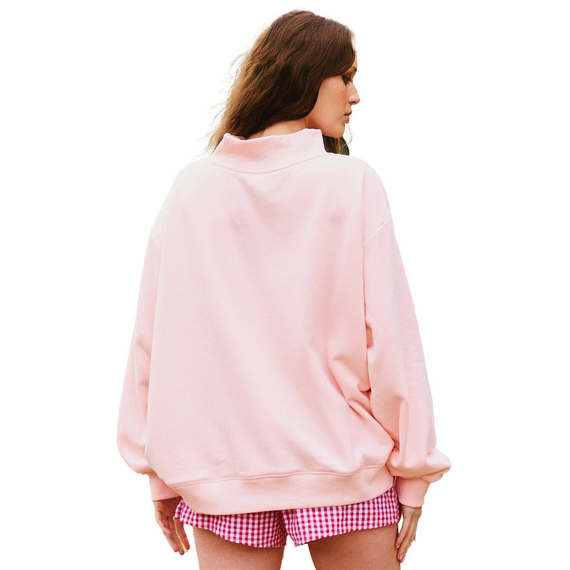 Bucketlist Women's Baby Pink Blessed Embroidered Sweatshirt