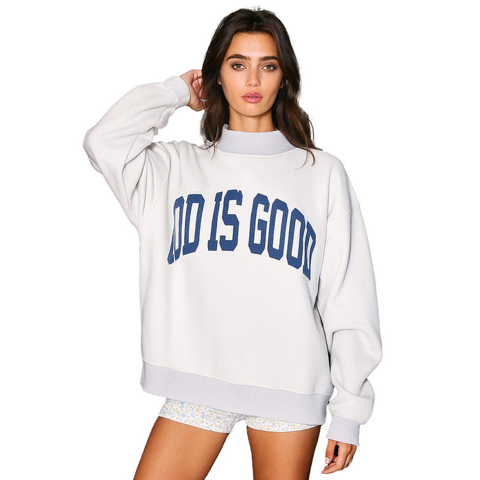 Bucketlist Women's Grey & Navy Reversible Jesus & God Is Good Sweatshirt