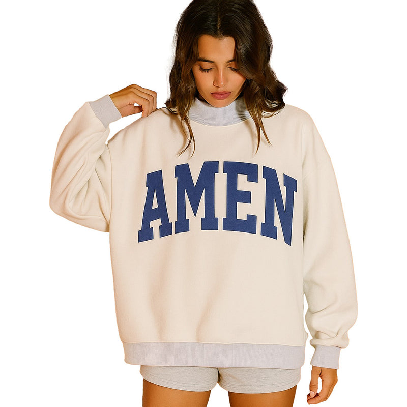 Bucketlist Women's Grey & Navy WWJD & Amen Reversible Sweatshirt