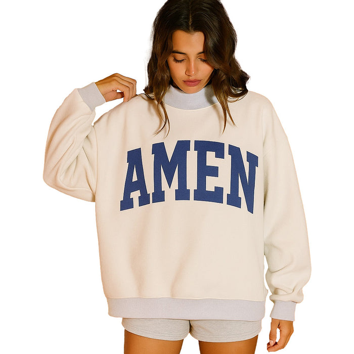 Bucketlist Women's Grey & Navy WWJD & Amen Reversible Sweatshirt
