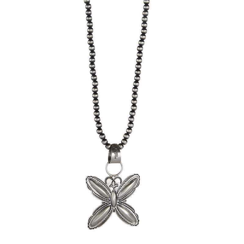 NRS Sterling Silver Butterfly Navajo Pearl Necklace