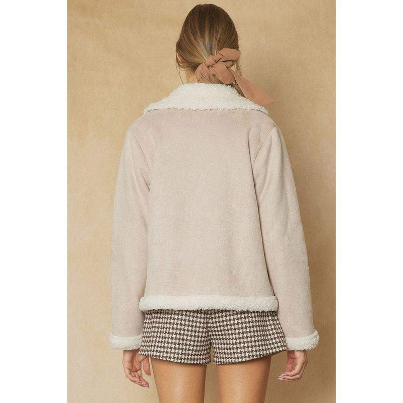 Entro Womens Almond Sherpa Linded Jacket