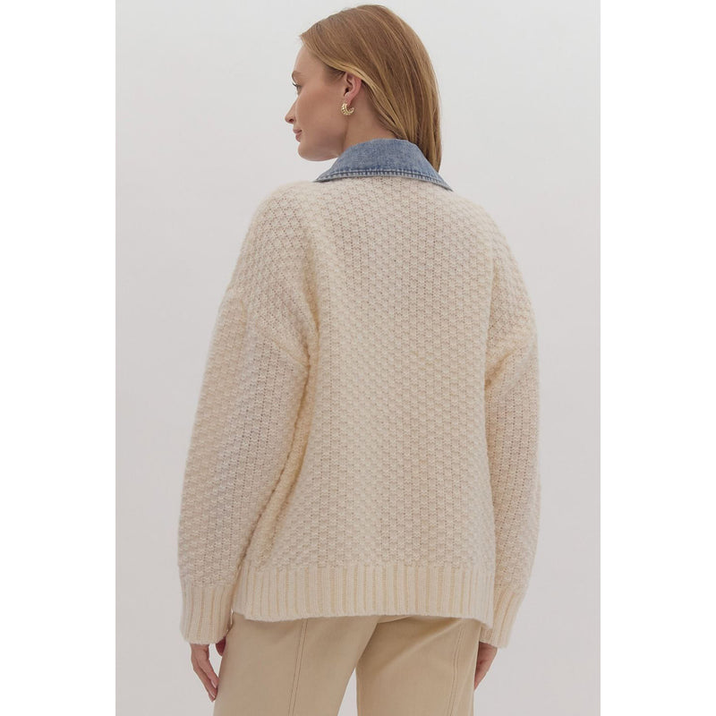 Entro Women's Cream Sweater Cardigan