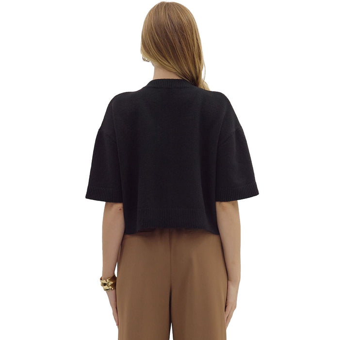 Entro Women's Black Horse Motif Sweater