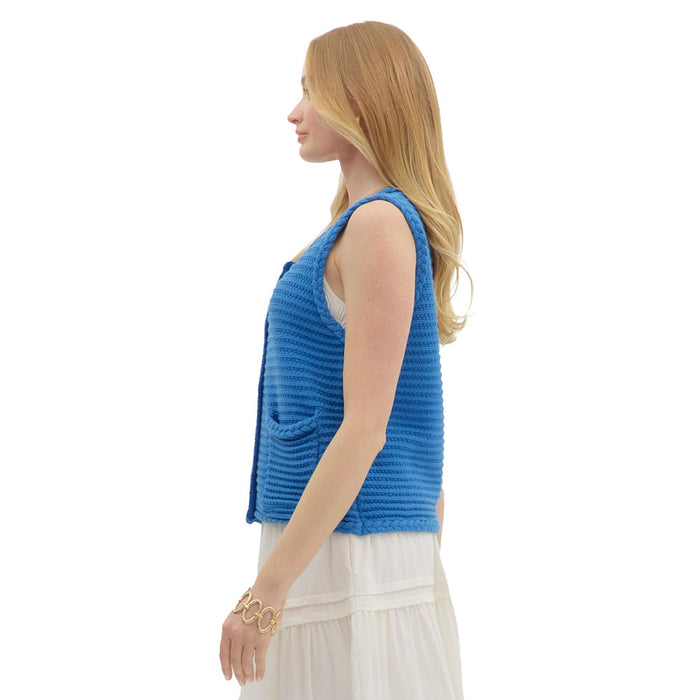 Entro Women's Blue Fashion Button Vest