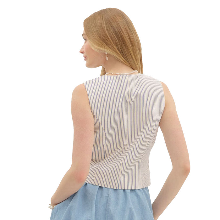 Entro Women's Blue Pinstripe Fashion Vest