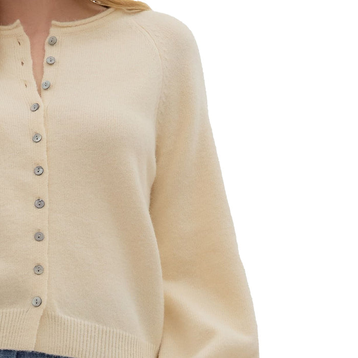 Entro Women's Cream Button Up Cardigan