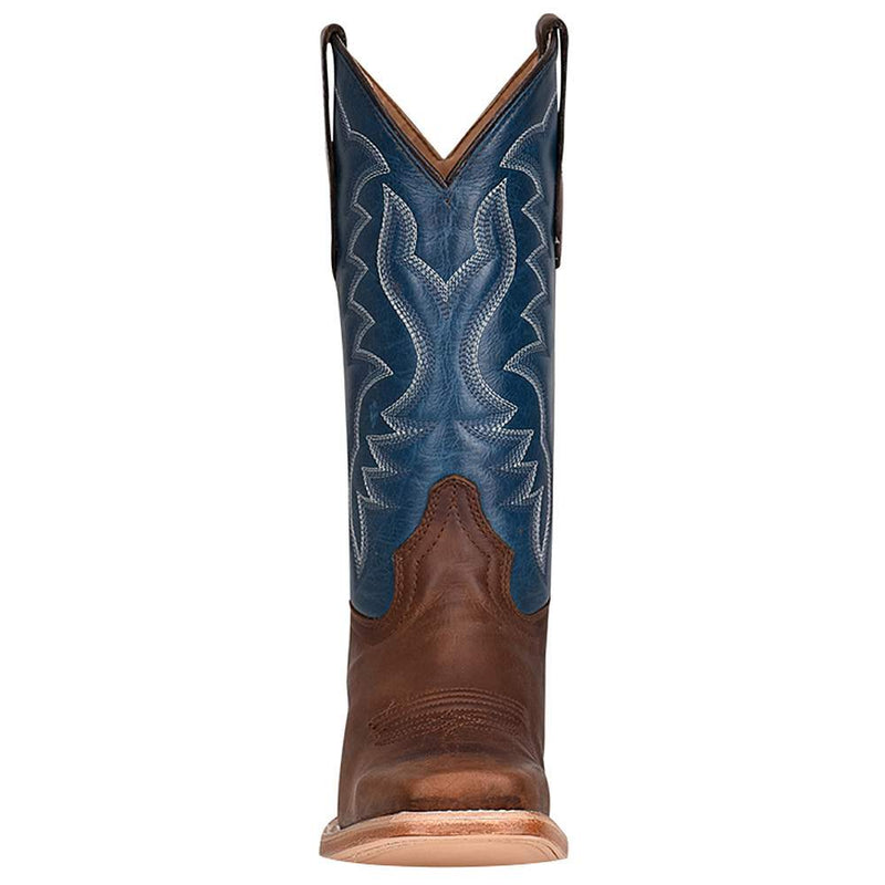 Circle G Kids Brown and Blue Embroidery Square Toe Cowboy Boot