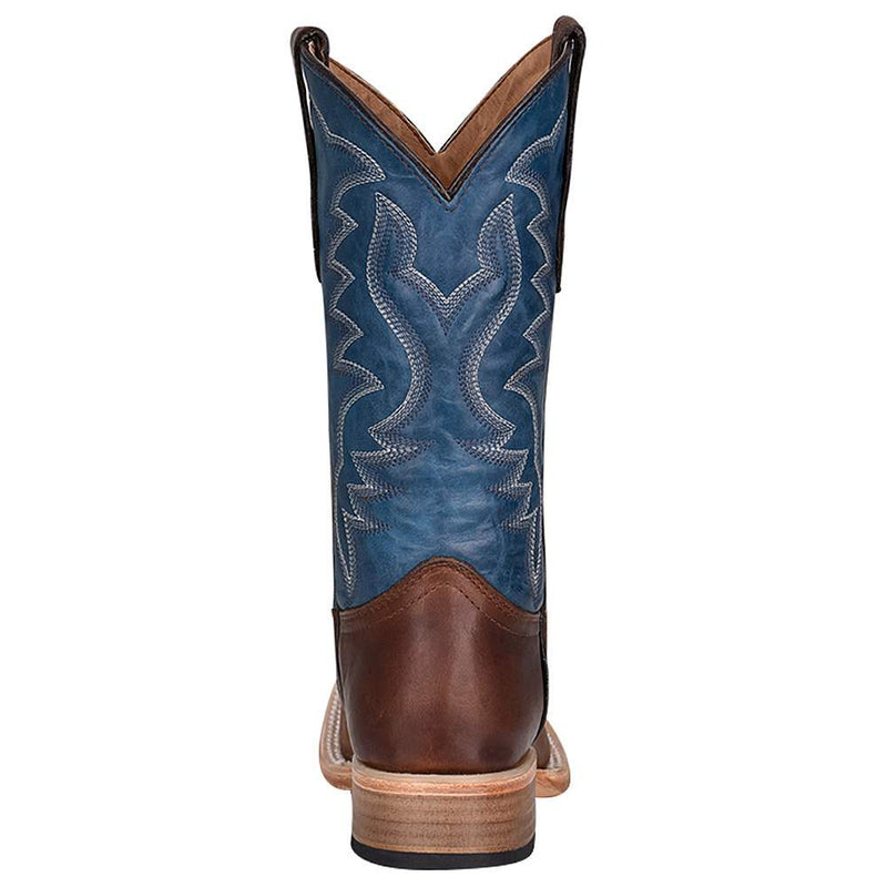 Circle G Kids Brown and Blue Embroidery Square Toe Cowboy Boot