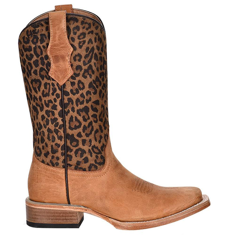 Circle G Kids Honey Leopard Print Top Sq Toe Boot