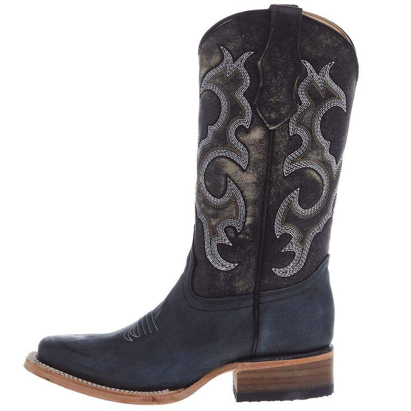 Corral Boots Kids Black Embroidery Square Toe Boot