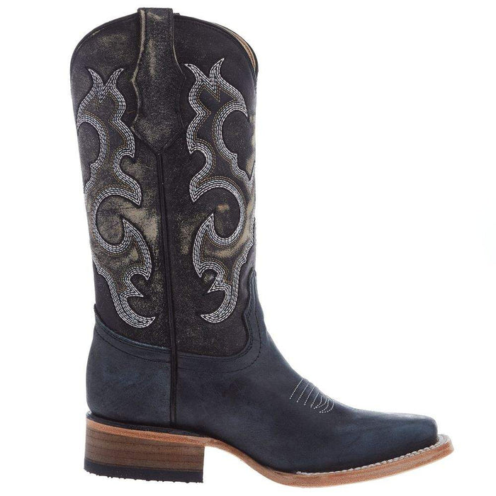 Corral Boots Kids Black Embroidery Square Toe Boot