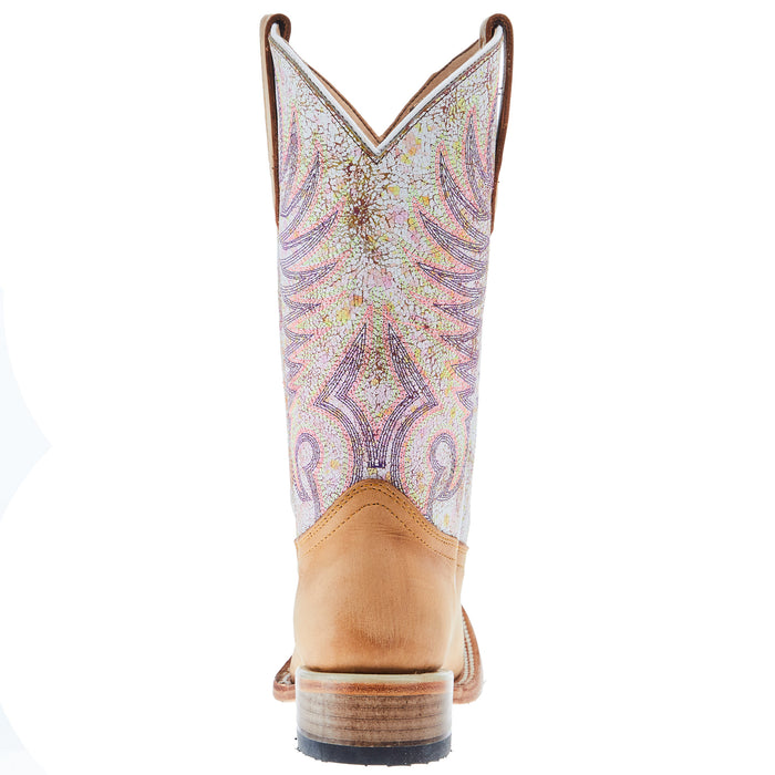Circle G Kids Tan/White Embroidery Square Toe Boot