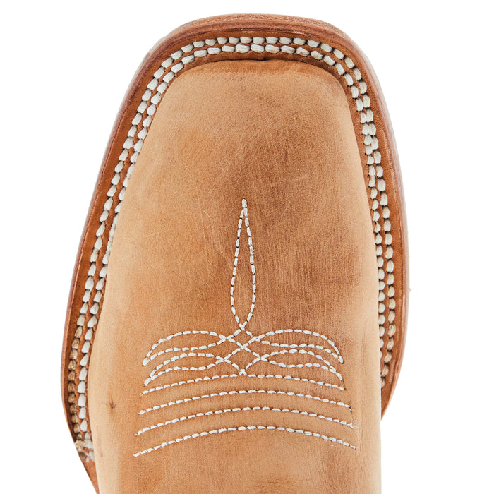 Circle G Kids Tan/White Embroidery Square Toe Boot