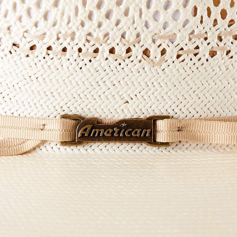 American Hats AHC JC4200 2 Cord Champagne Band 4 1/4in. Brim Open Crown Straw Cowboy Hat