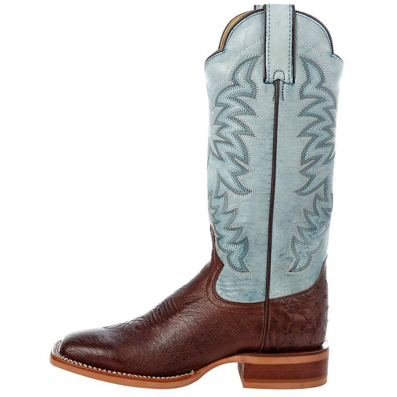 Justin Boot Company Women's Antique Brown Smooth Ostrich Cowgirl Boot