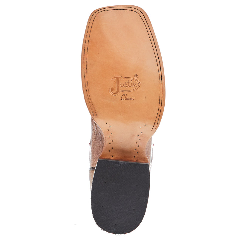 Justin Boot Company Men's McLane Tan Smooth Ostrich Vamp 11 Red Cowhide Top