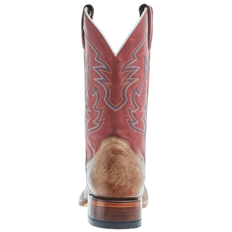Justin Boot Company Men's McLane Tan Smooth Ostrich Vamp 11 Red Cowhide Top