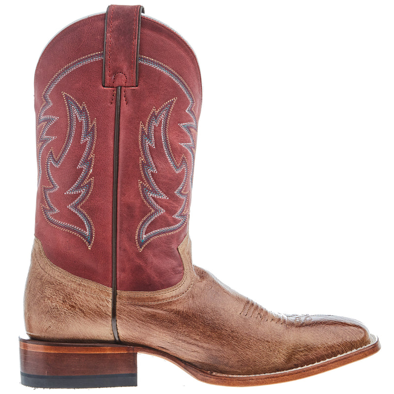 Justin Boot Company Men's McLane Tan Smooth Ostrich Vamp 11 Red Cowhide Top