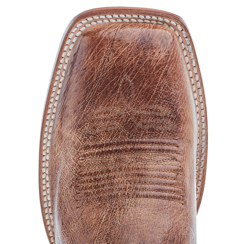 Justin Boot Company Men's McLane Tan Smooth Ostrich Vamp 11 Red Cowhide Top