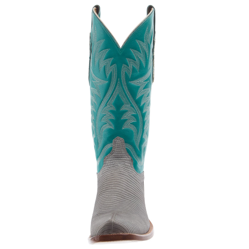 Justin Boot Company Men`s Grey Rustic Lizard 13In Blue Top Cowboy Boot