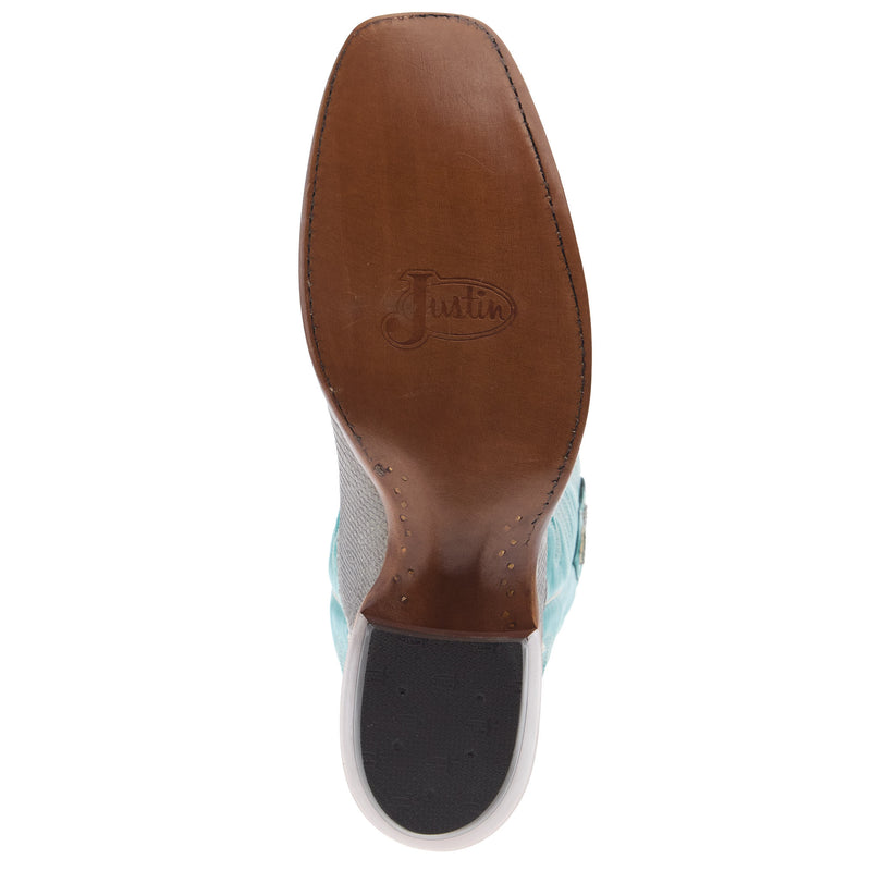 Justin Boot Company Men`s Grey Rustic Lizard 13In Blue Top Cowboy Boot
