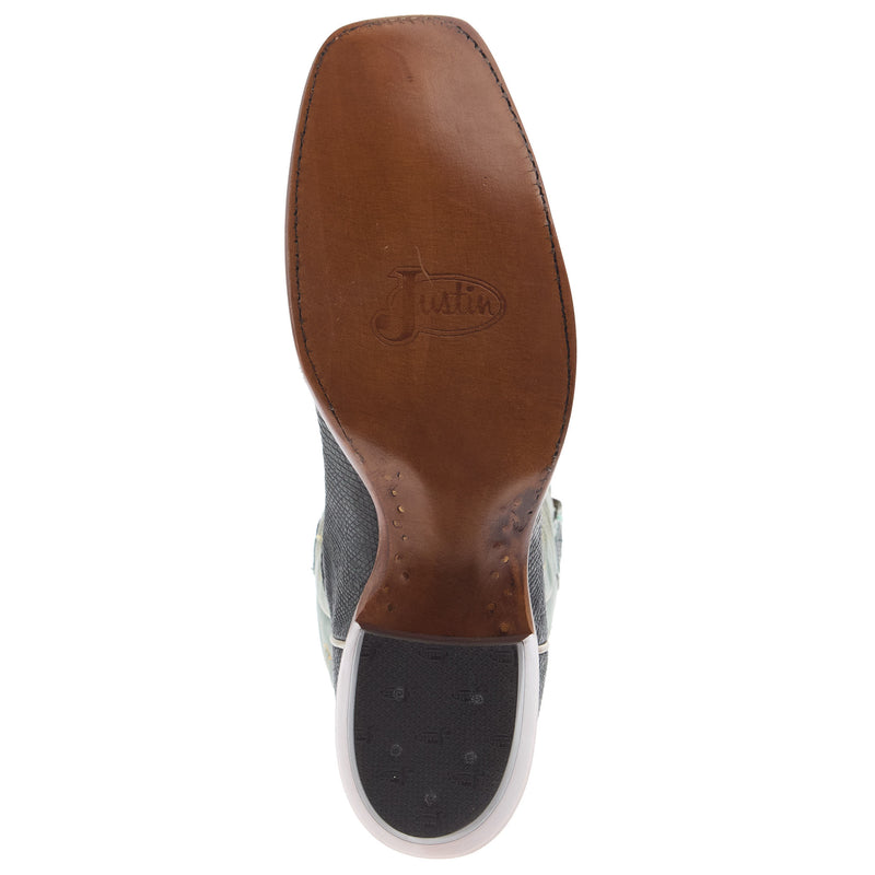 Justin Boot Company Men`s Green Safari Lizard 13In Green Top Cowboy Boot