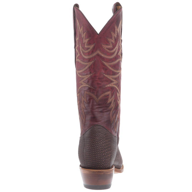 Justin Boot Company Men`s Brown Rustic Lizard 13In Red Top Cowboy Boot