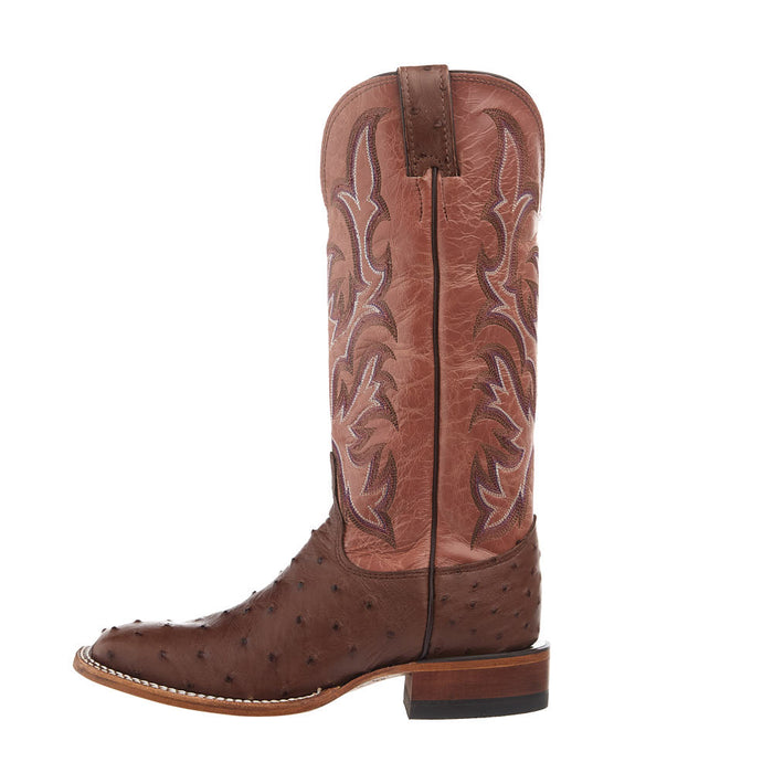 Justin Boot Company Women's Piper Brown Full Quill Ostrich Square Toe Boot