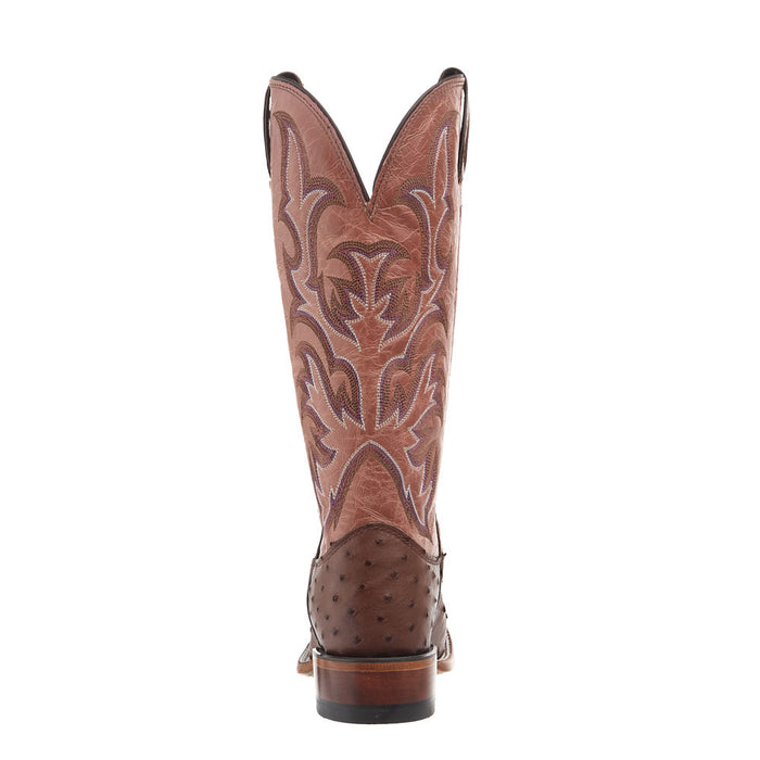 Justin Boot Company Women's Piper Brown Full Quill Ostrich Square Toe Boot