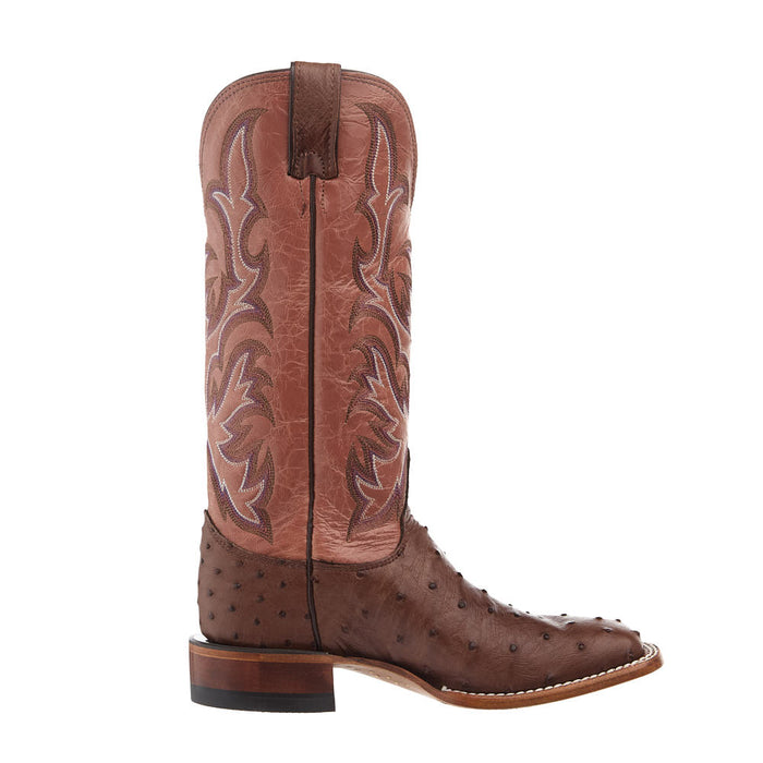 Justin Boot Company Women's Piper Brown Full Quill Ostrich Square Toe Boot