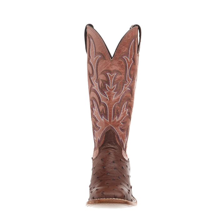 Justin Boot Company Women's Piper Brown Full Quill Ostrich Square Toe Boot