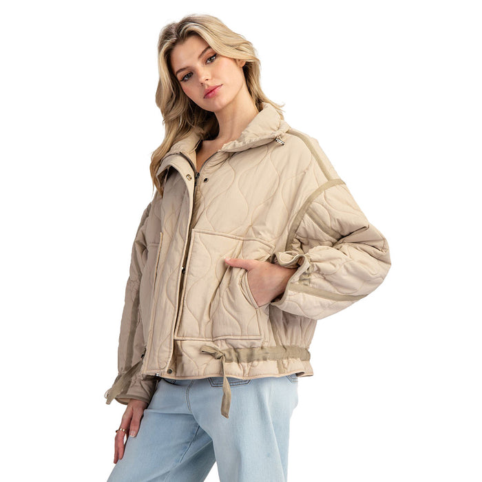 Ee Some Women's Taupe Quilted Jacket