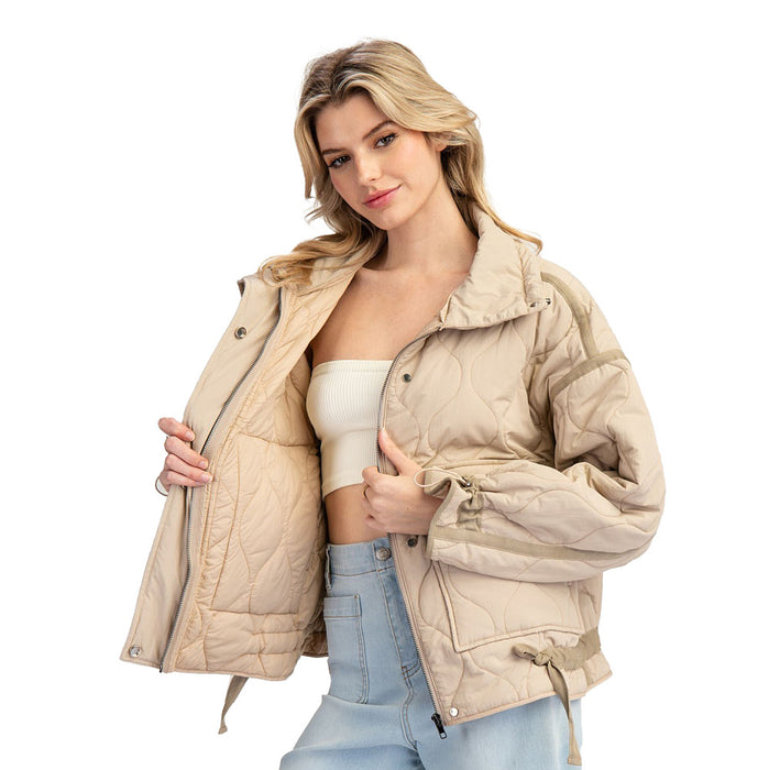Ee Some Women's Taupe Quilted Jacket
