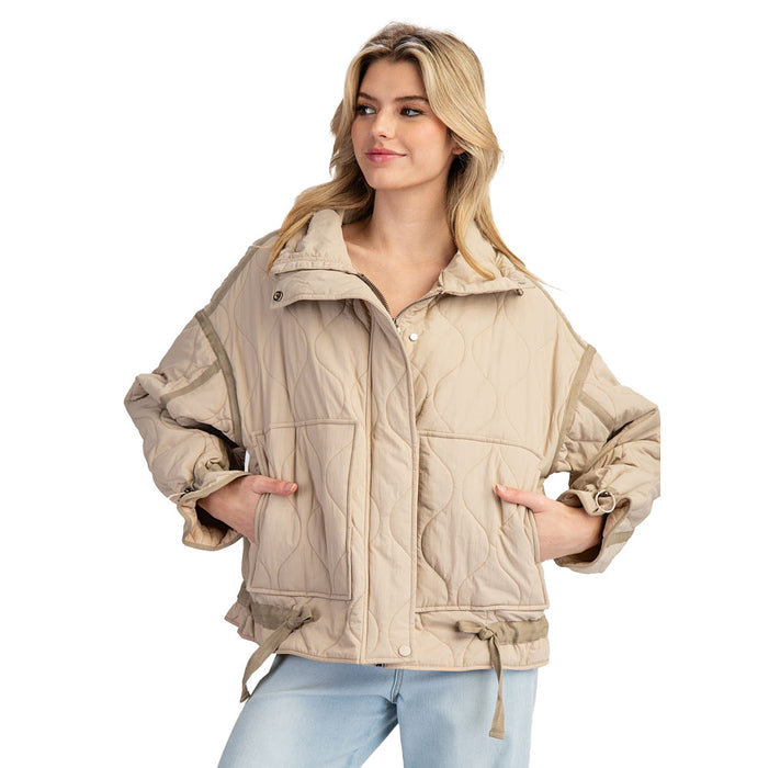 Ee Some Women's Taupe Quilted Jacket