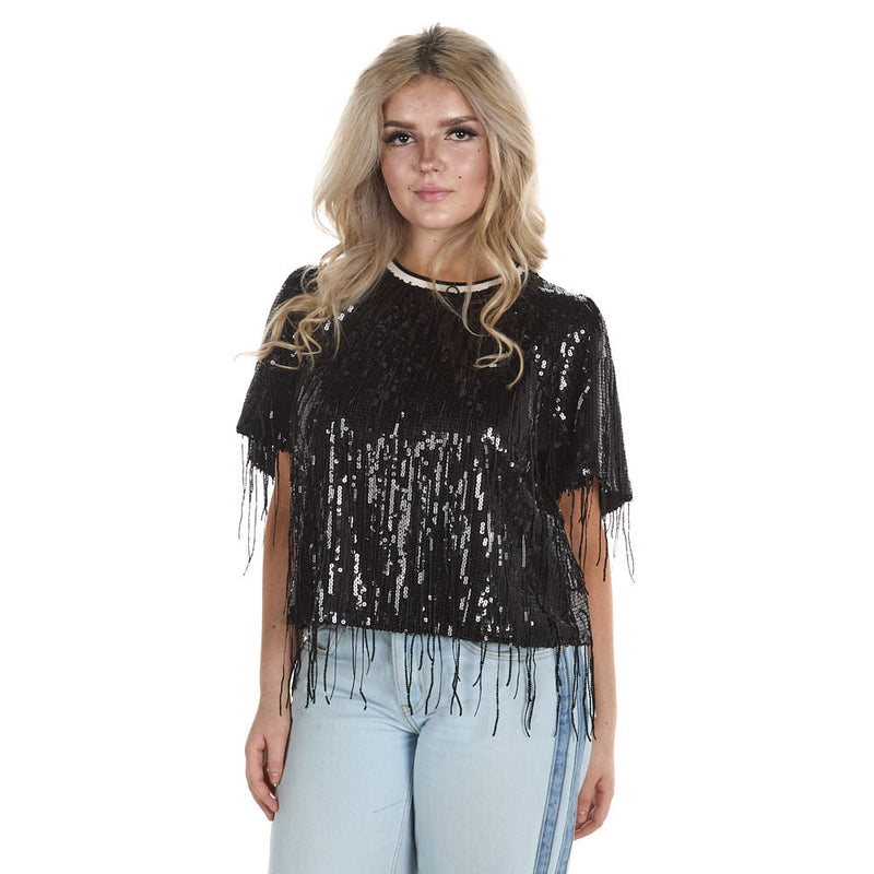 Thml Clothing Women's Black Fringe Top