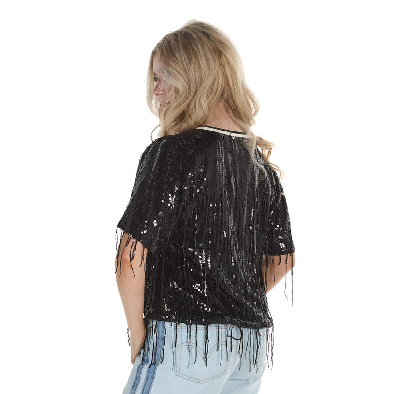 Thml Clothing Women's Black Fringe Top
