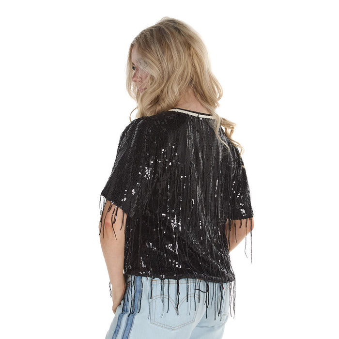 Thml Clothing Women's Black Fringe Top