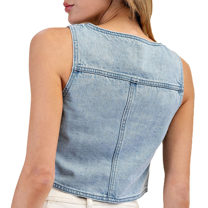 Ee Some Women's Denim Sleeveless Vest Top